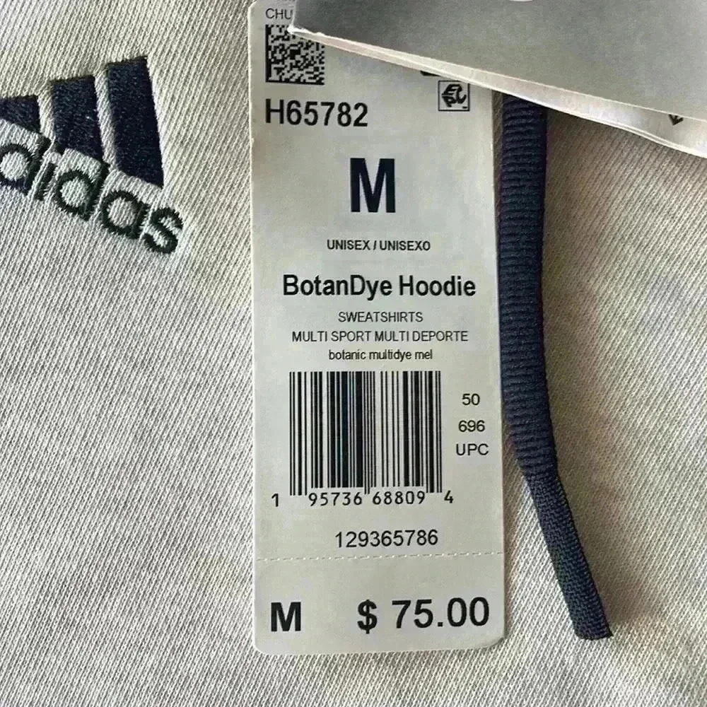 Adidas NEW Unisex French Terry Loose Fit Botanically Dyed Pullover Hoodie Sz M - Picture 5 of 6